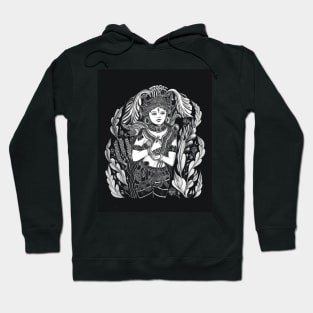 Elegance in Motion: Hand-Drawn Indian Classical Dancer Hoodie